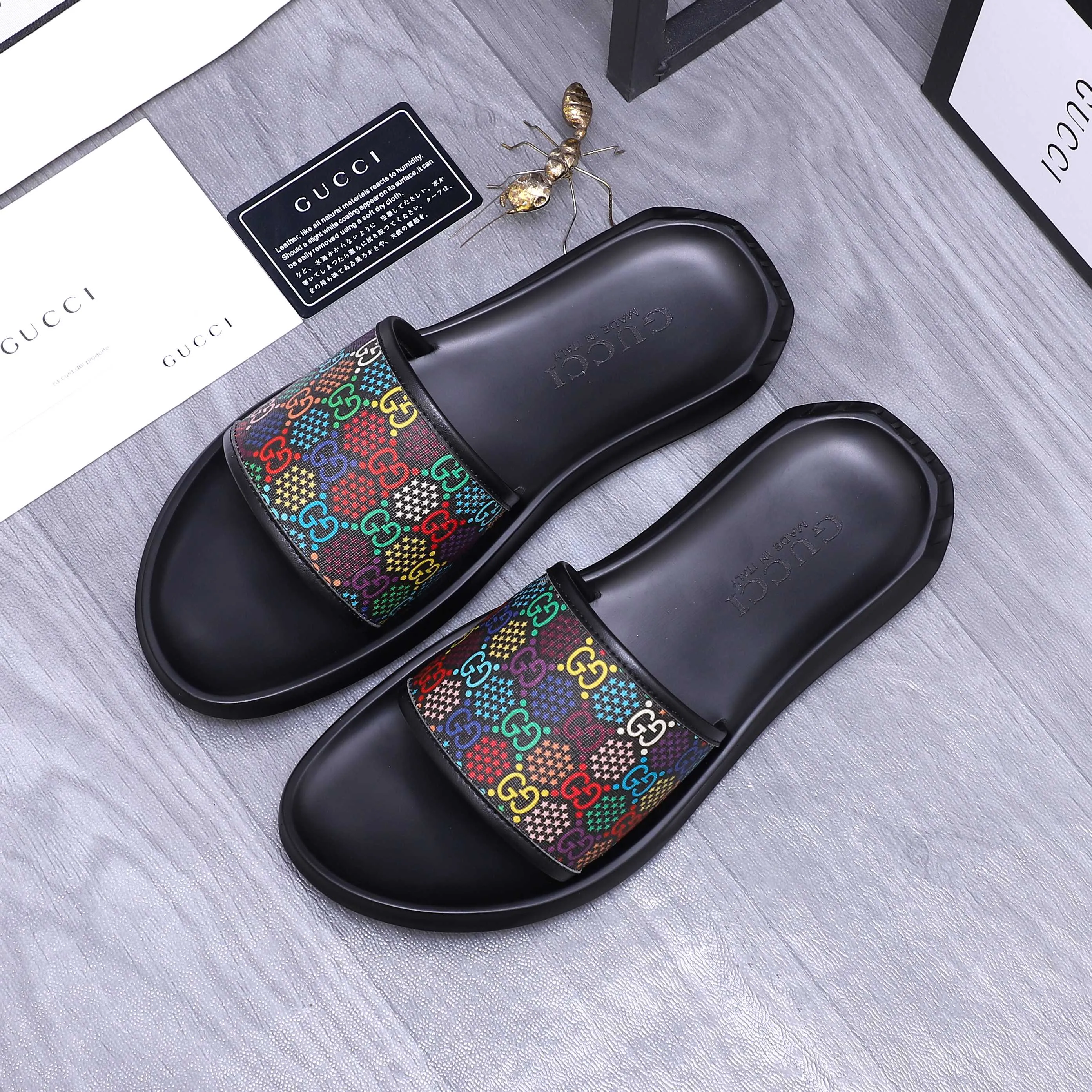 Men's shoes 💰280 Product trademark: GUCCI "Gucci" slippers Regular size: 38-44 (45.46 custom-made, non-returnable) Product materials: Selected cowhide printed upper, instep imitation leather lining, original outsole